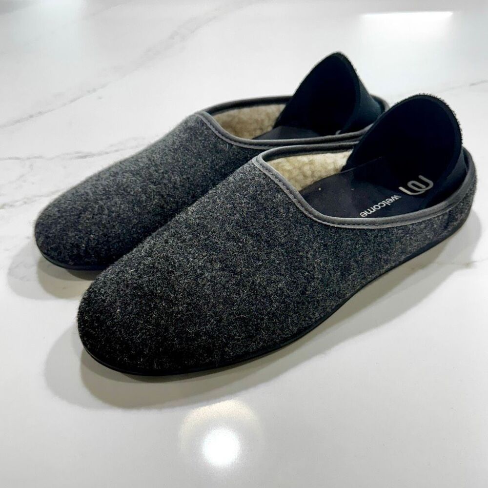 Mahabis Classic Faux Fur Slippers. Men’s 10.5 Charcoal Gray.